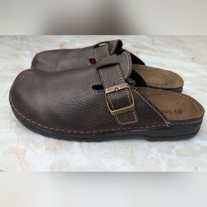 inblu LEATHER SOCK Brown Leather Slip-On Clogs Size 41